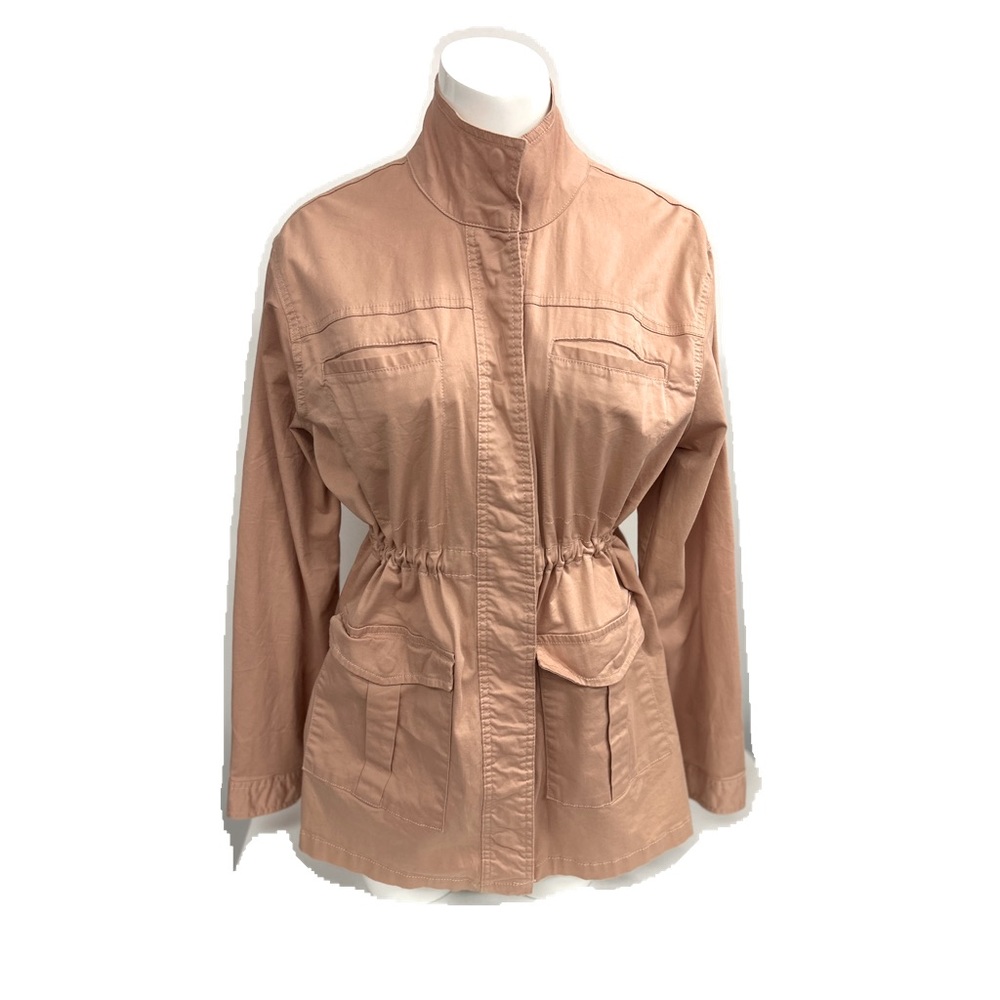 SERRA WOMEN LARGE UTILITY JACKET CORAL SNAPS FOUR POCKETS DRAW STRING WAIST